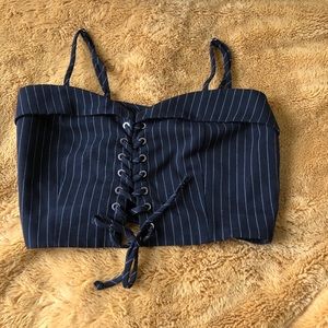 Black striped crop top size small